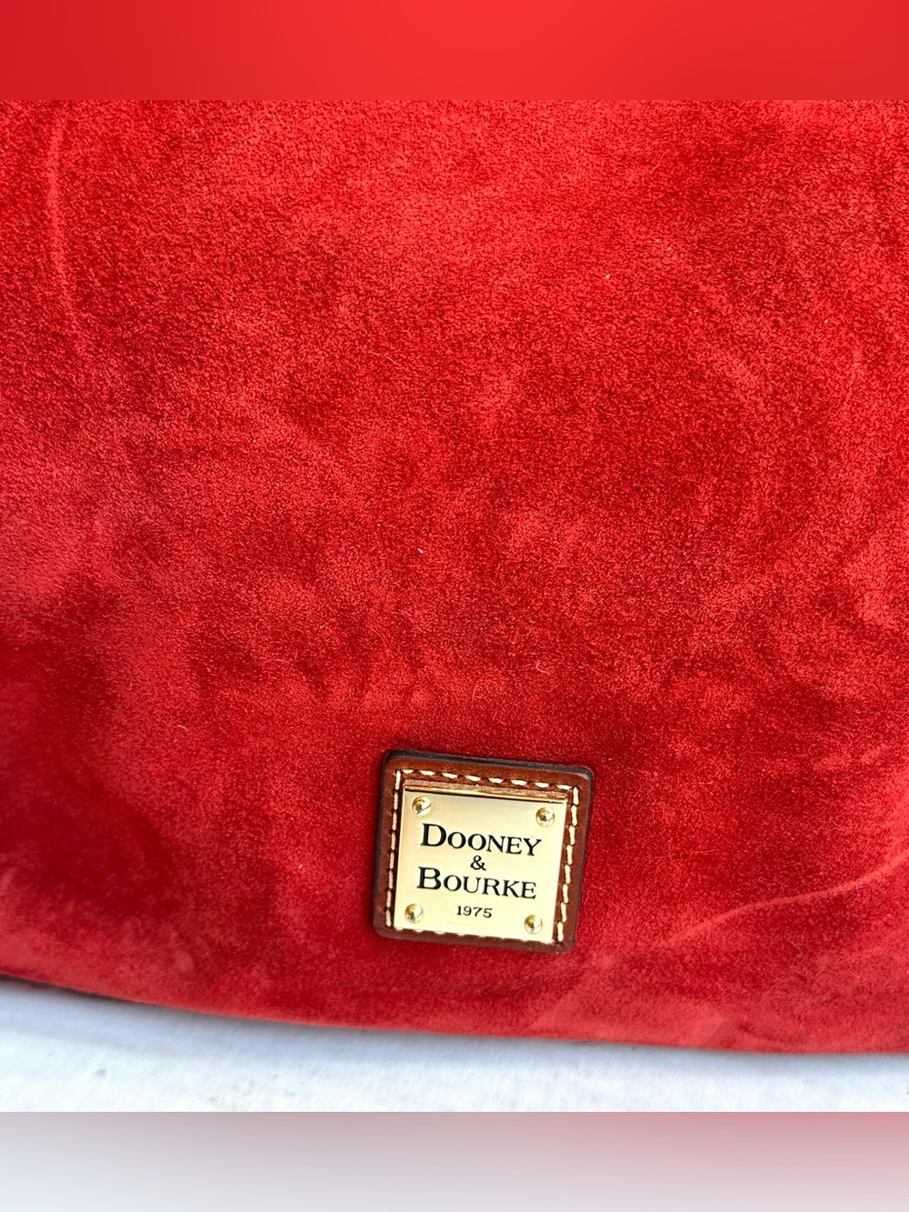 Dooney & Bourke Autumn Orange Suede Brown Leather Trim Medium Satchel Bag Rare - Picture 3 of 12
